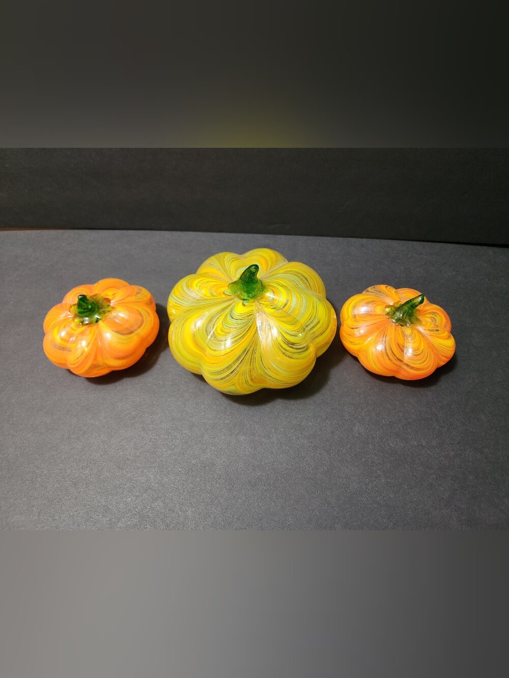 Set of 3 Blown Glass Pumpkin Trio